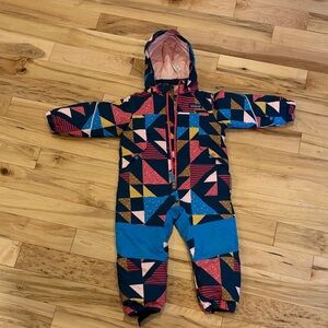 Patagonia Geometric Snowsuit in Blue and Pink